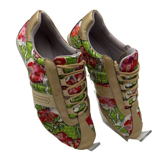 Coach Kirby Floral Print Sneakers Womens Sz 7M Y2K Leatherware Bold Color Pop - Picture 5 of 8